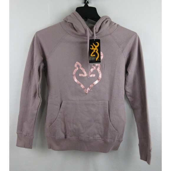 New Browning Womens Hooded Sweatshirt Size Small Color Mauve - Picture 2 of 5